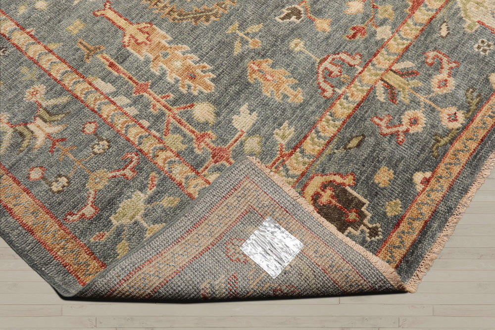 Multi Size Slate Beige Lime Color Hand Knotted Oushak Wool Traditional Oriental Rug