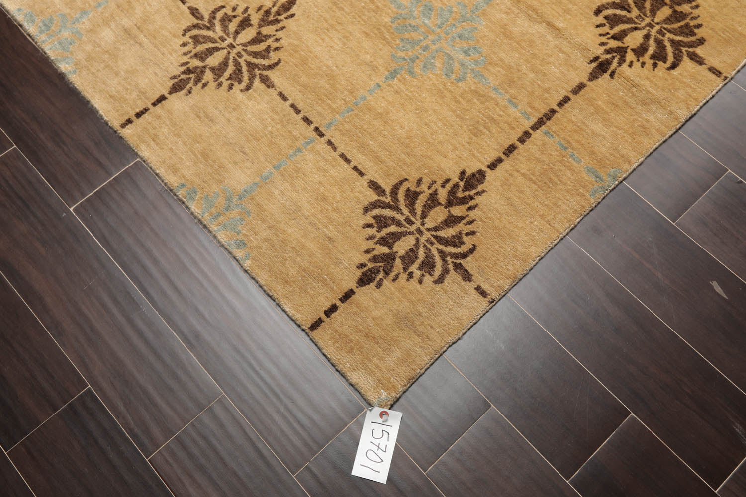 6x9 Tan, Brown, Blue Color Hand Knotted Tibetan 100% Wool Transitional Oriental Rug