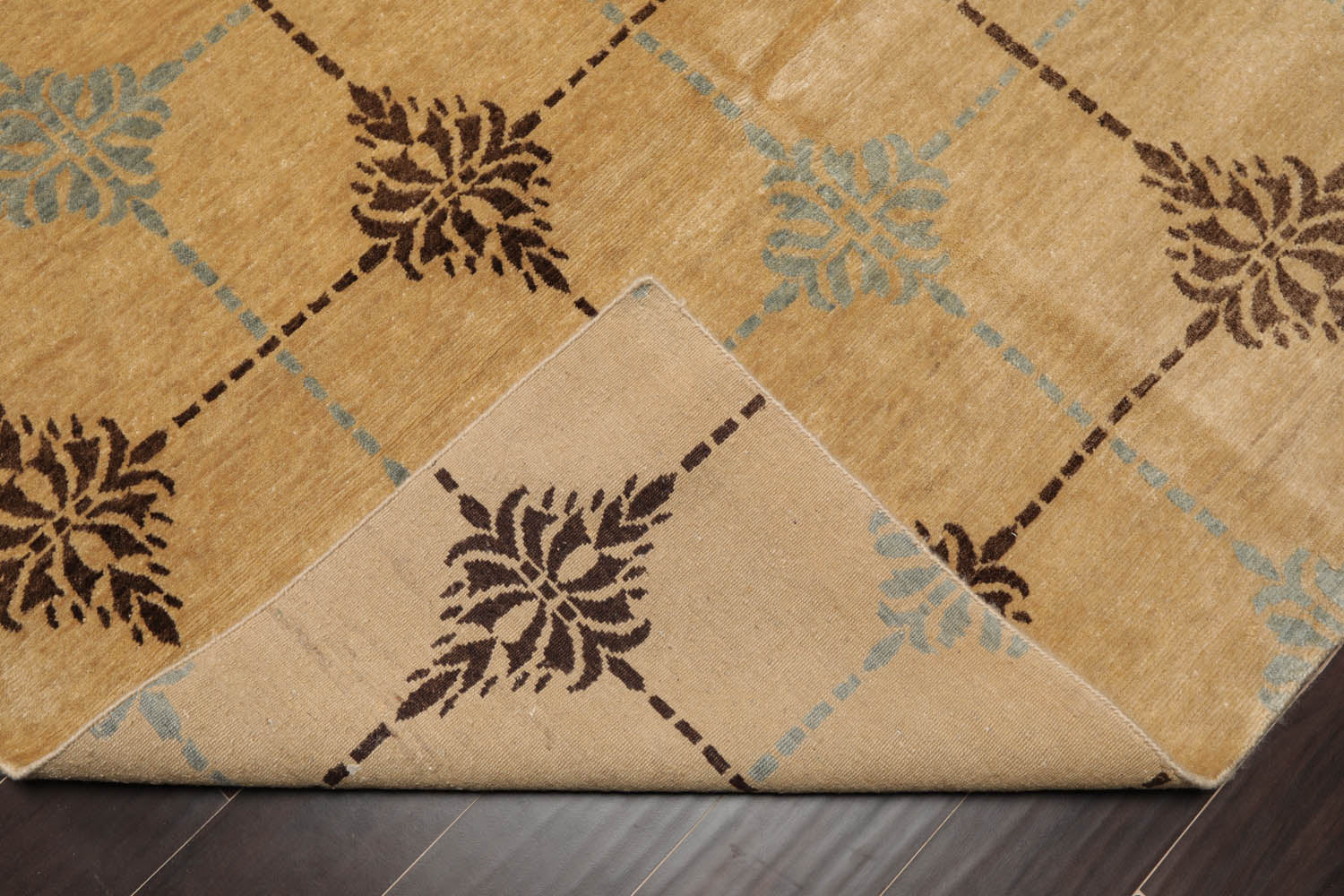 6x9 Tan, Brown, Blue Color Hand Knotted Tibetan 100% Wool Transitional Oriental Rug