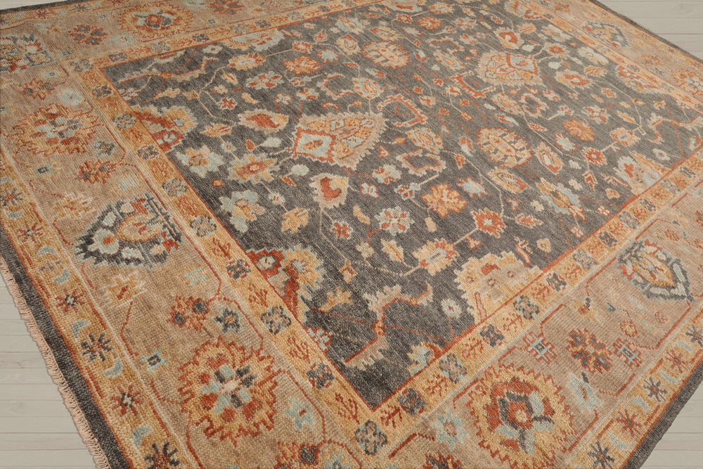 Multi Size Slate Taupe Beige Color Hand Knotted Oushak Wool Traditional Oriental Rug