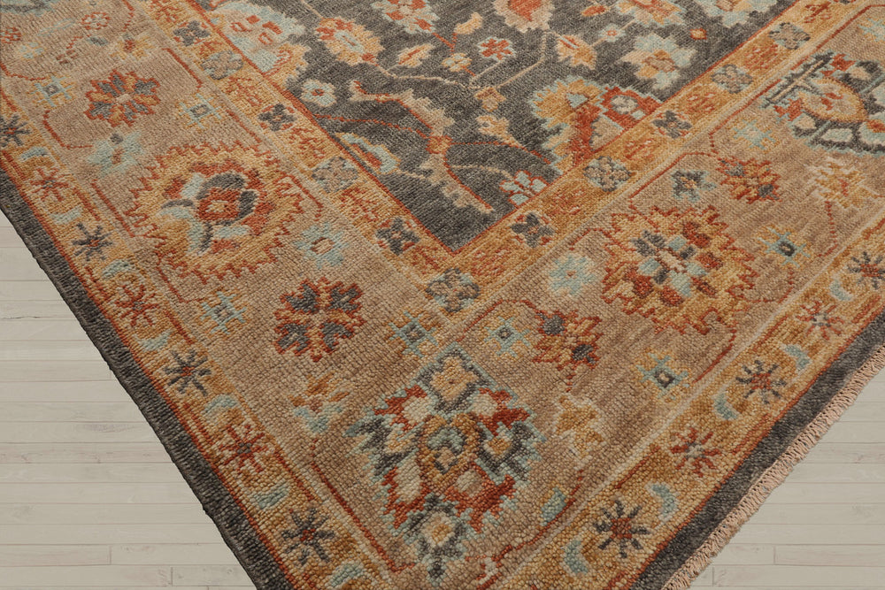 Multi Size Slate Taupe Beige Color Hand Knotted Oushak Wool Traditional Oriental Rug