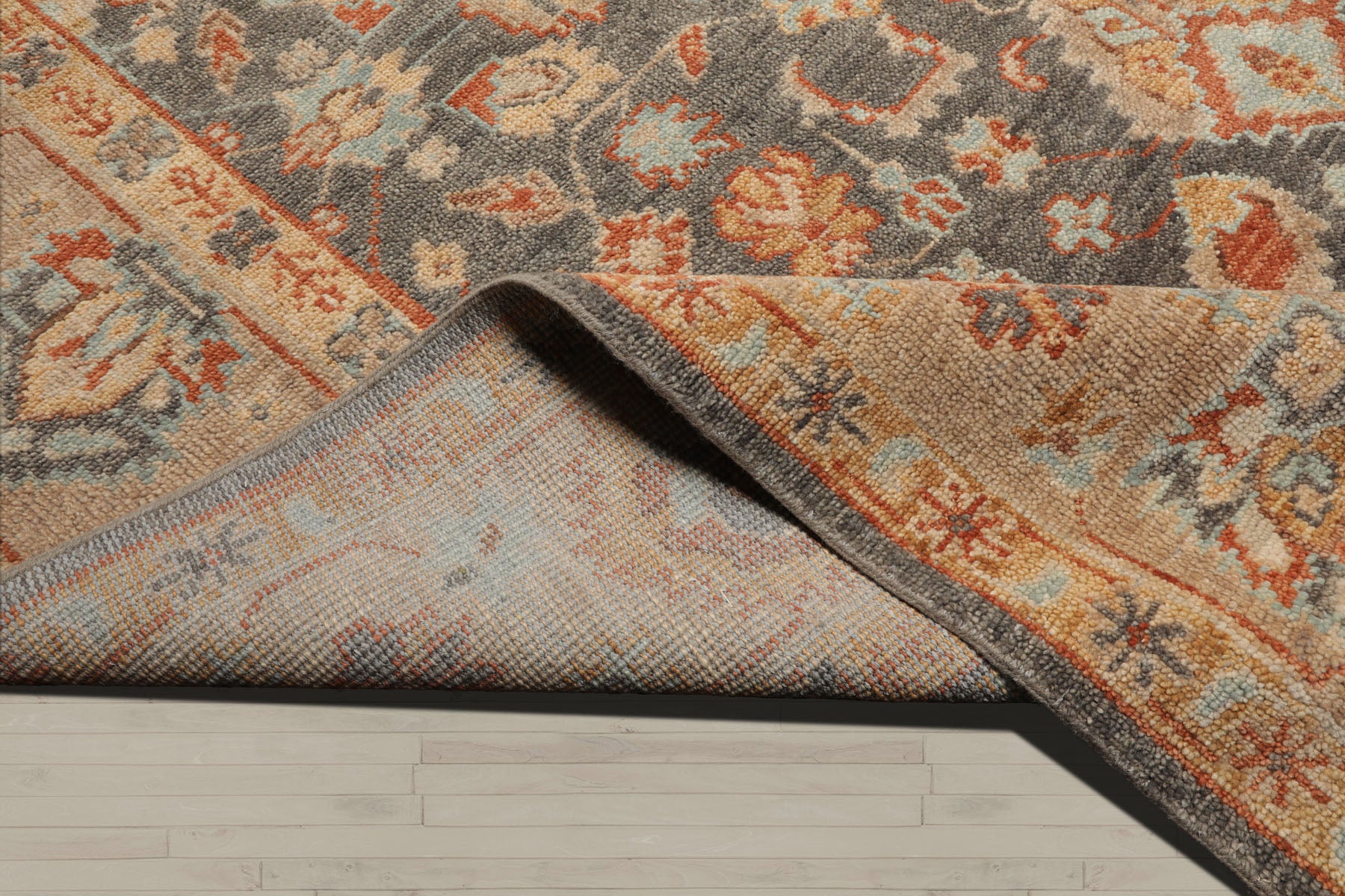 Multi Size Slate Taupe Beige Color Hand Knotted Oushak Wool Traditional Oriental Rug