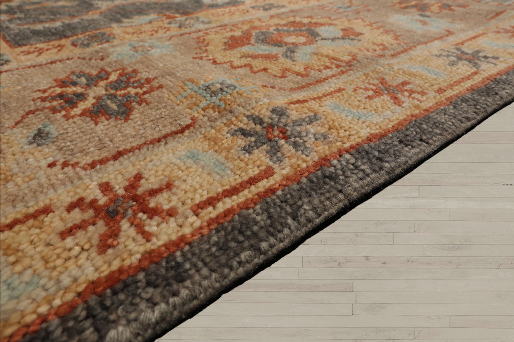 Multi Size Slate Taupe Beige Color Hand Knotted Oushak Wool Traditional Oriental Rug