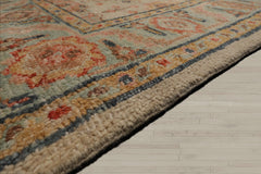 Multi Size Beige Turquoise Gold Color Hand Knotted Oushak Wool Traditional Oriental Rug