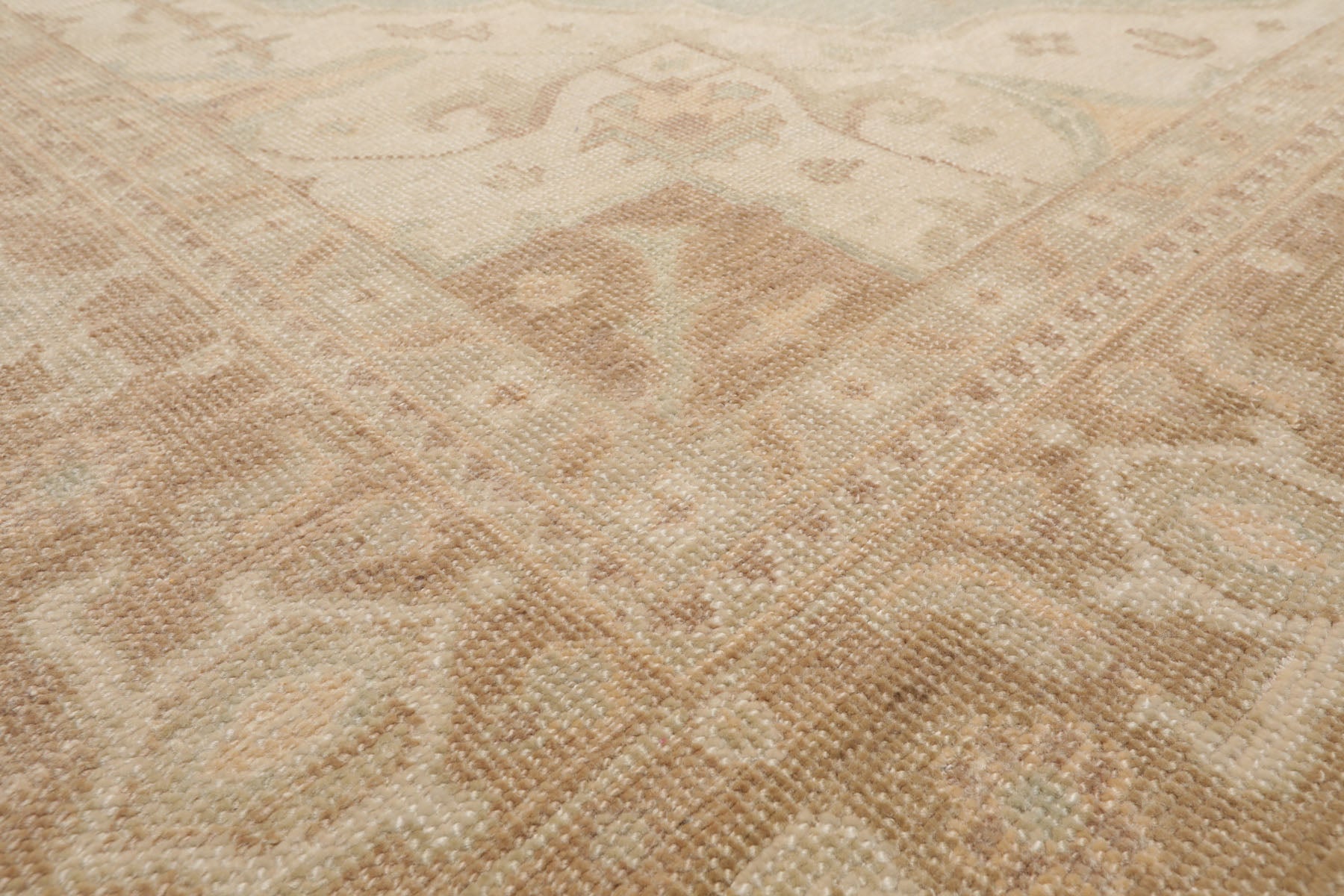 Multi Size Sage Beige Tan Color Hand Knotted Heriz Wool Traditional Oriental Rug