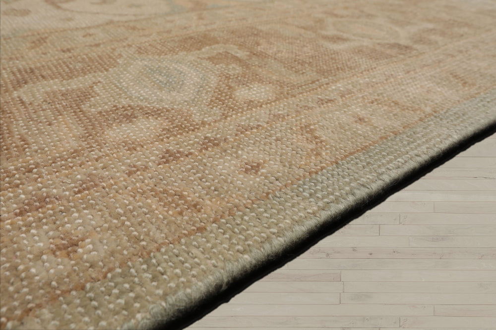 Multi Size Sage Beige Tan Color Hand Knotted Heriz Wool Traditional Oriental Rug