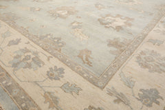 Multi Size Mint Ivory Brown Color Hand Knotted Oushak Wool Traditional Oriental Rug