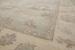 Multi Size Mint Ivory Brown Color Hand Knotted Oushak Wool Traditional Oriental Rug