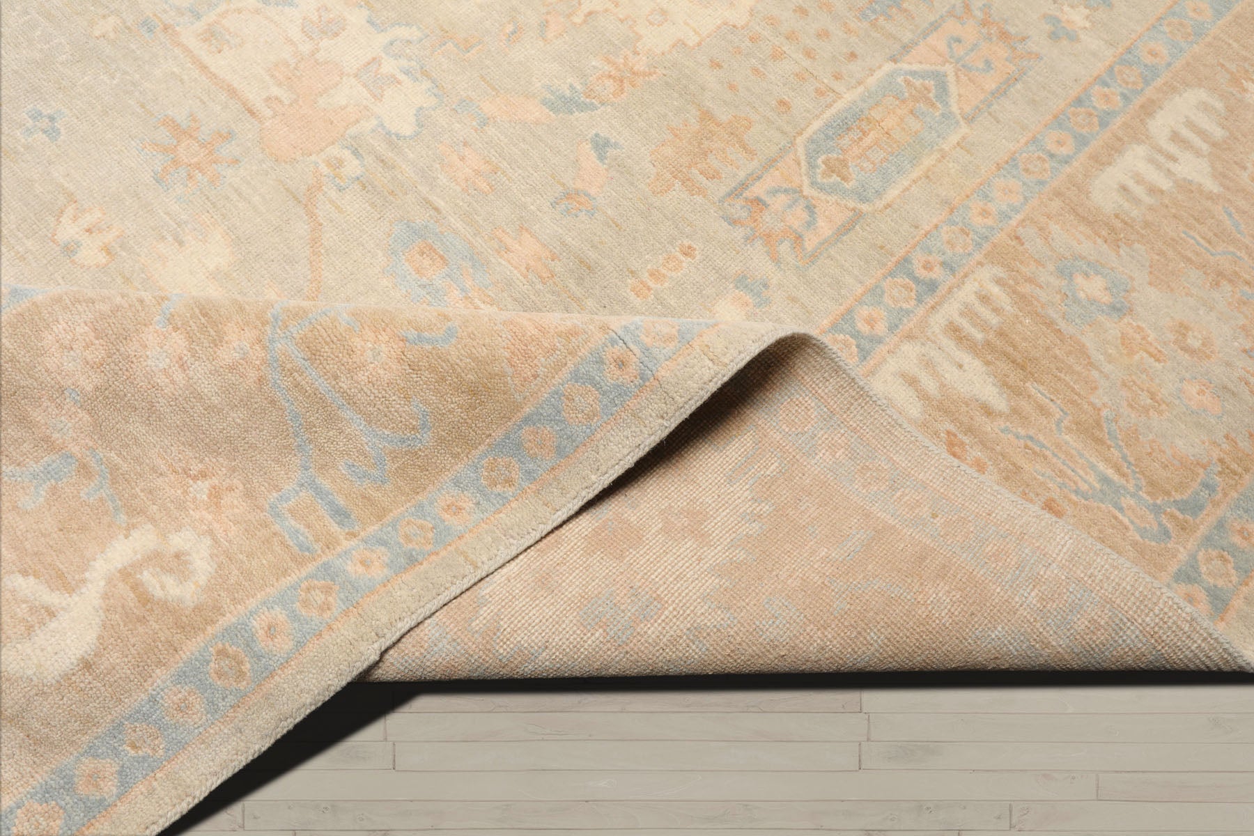 Multi Size Gray Beige Tan Color Hand Knotted Oushak Wool Traditional Oriental Rug