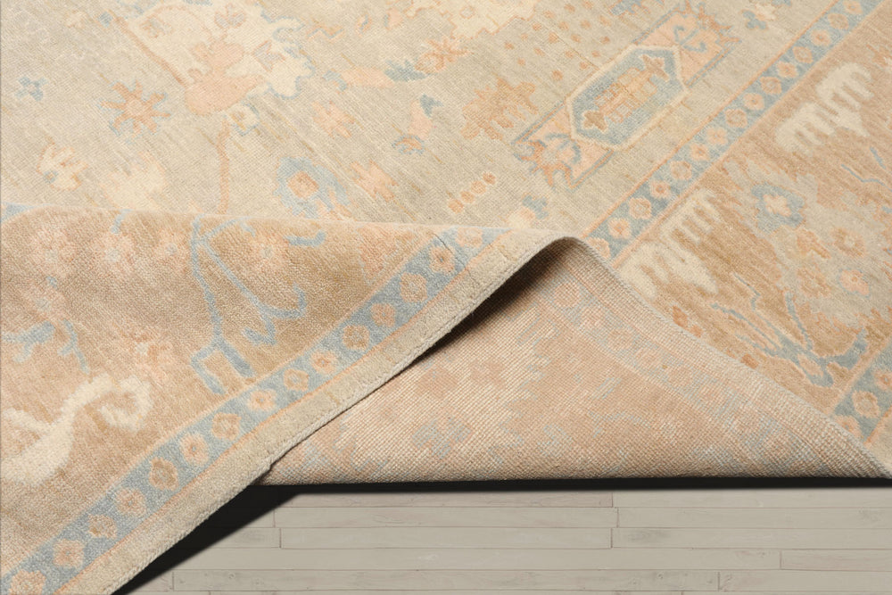 Multi Size Gray Beige Tan Color Hand Knotted Oushak Wool Traditional Oriental Rug