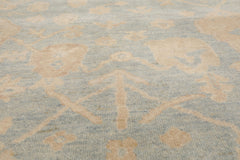 Multi Size Light Blue Beige Tan Color Hand Knotted Oushak Wool Traditional Oriental Rug