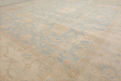 Multi Size Light Blue Beige Tan Color Hand Knotted Oushak Wool Traditional Oriental Rug