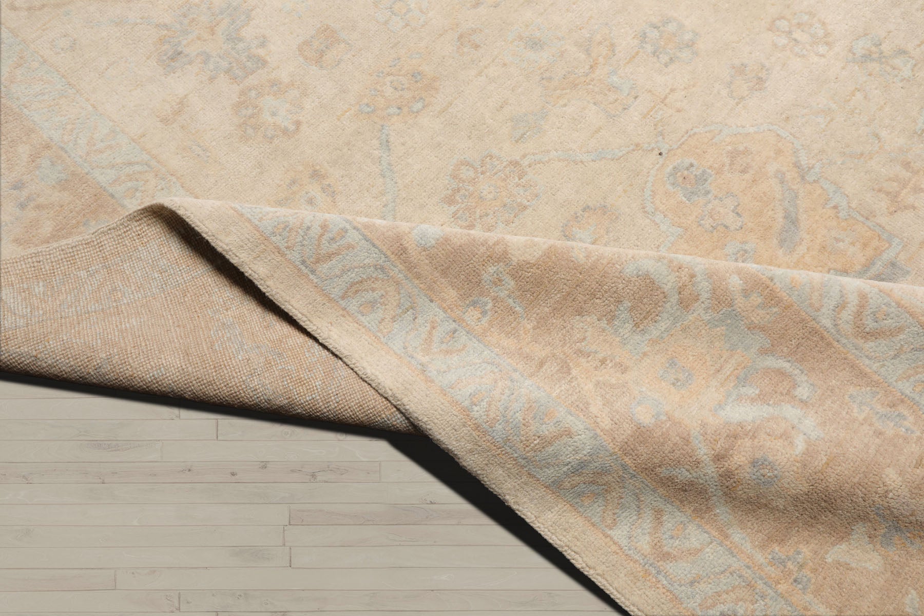 Multi Size Beige Tan Aqua Color Hand Knotted Oushak Wool Traditional Oriental Rug
