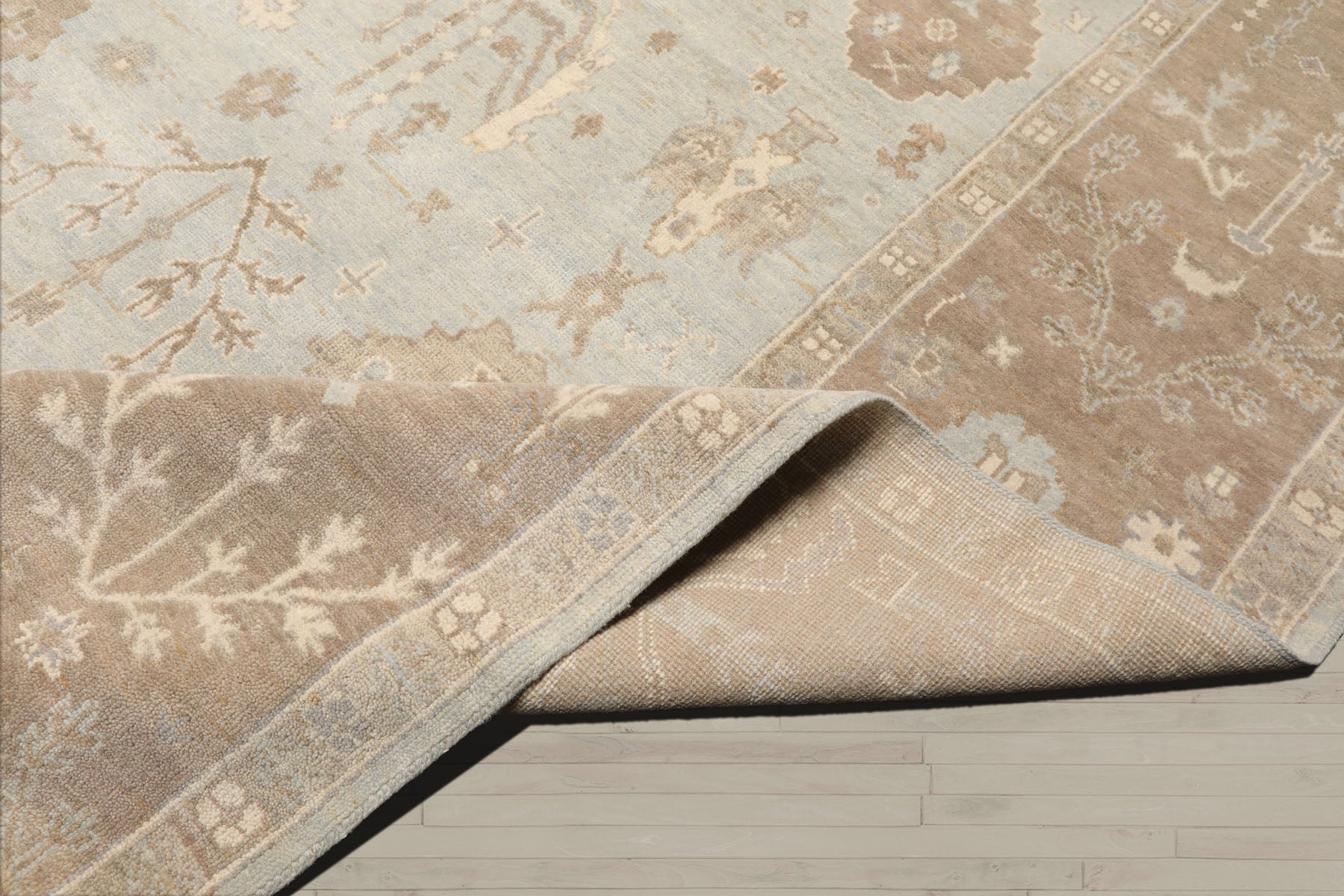 Multi Size Sage Taupe Ivory Color Hand Knotted Oushak Wool Traditional Oriental Rug