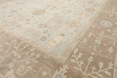 Multi Size Sage Taupe Ivory Color Hand Knotted Oushak Wool Traditional Oriental Rug
