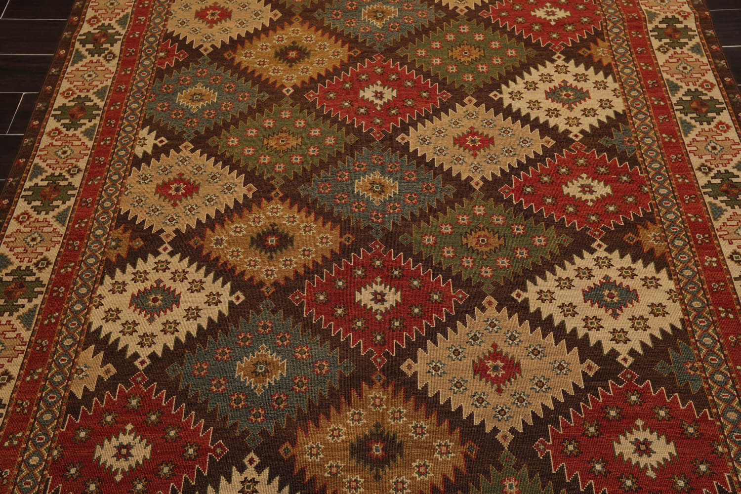 6x9 Beige, Rust, Sage Color Hand Knotted  100% Wool Traditional Oriental Rug