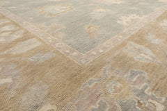 Multi Size Gray Pistachio Ivory Color Hand Knotted Oushak Wool Traditional Oriental Rug