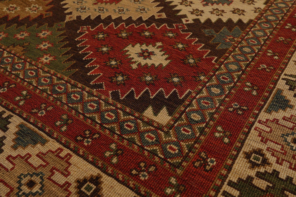 6x9 Beige, Rust, Sage Color Hand Knotted  100% Wool Traditional Oriental Rug