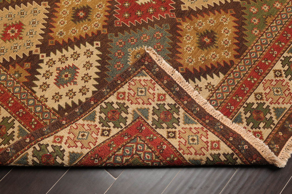 6x9 Beige, Rust, Sage Color Hand Knotted  100% Wool Traditional Oriental Rug