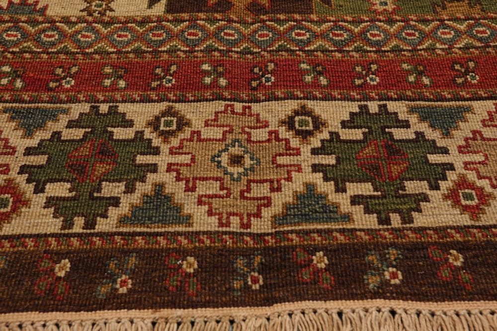 6x9 Beige, Rust, Sage Color Hand Knotted  100% Wool Traditional Oriental Rug
