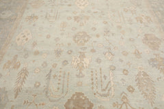 Multi Size Mint Gray Ivory Color Hand Knotted Oushak Wool Traditional Oriental Rug