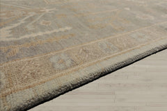 Multi Size Mint Gray Ivory Color Hand Knotted Oushak Wool Traditional Oriental Rug