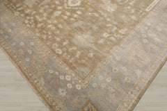 Multi Size Blue Gray Ivory Color Hand Knotted Oushak Wool Traditional Oriental Rug
