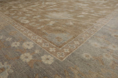 Multi Size Blue Gray Ivory Color Hand Knotted Oushak Wool Traditional Oriental Rug