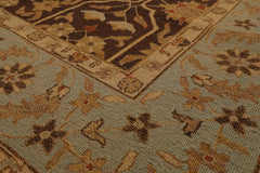 6x9 Brown, Aqua, Beige Color Hand Knotted  100% Wool Traditional Oriental Rug