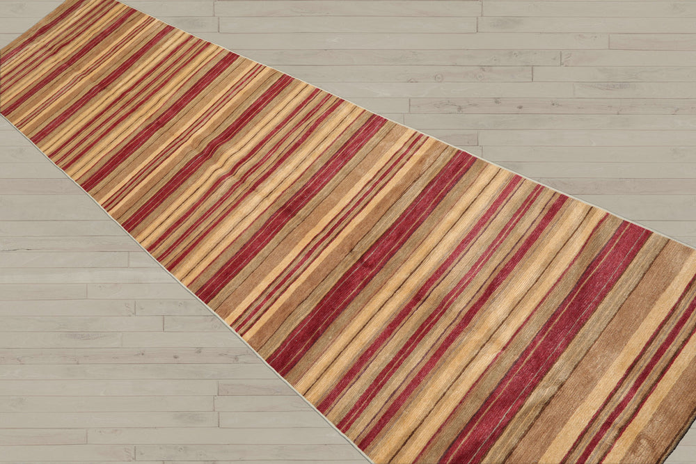 Multi Size Rust Brown Straw Color Hand Knotted Tibetan Wool Modern & Contemporary Oriental Rug
