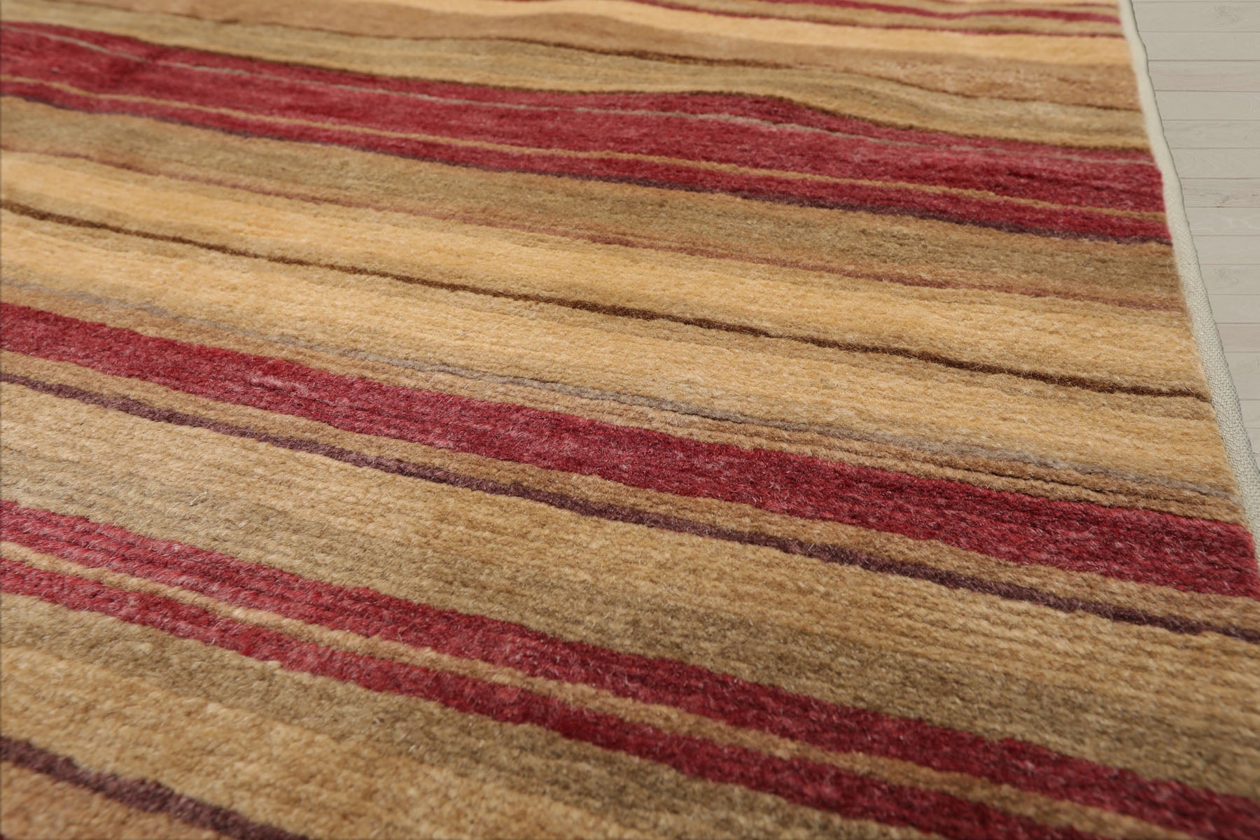 Multi Size Rust Brown Straw Color Hand Knotted Tibetan Wool Modern & Contemporary Oriental Rug