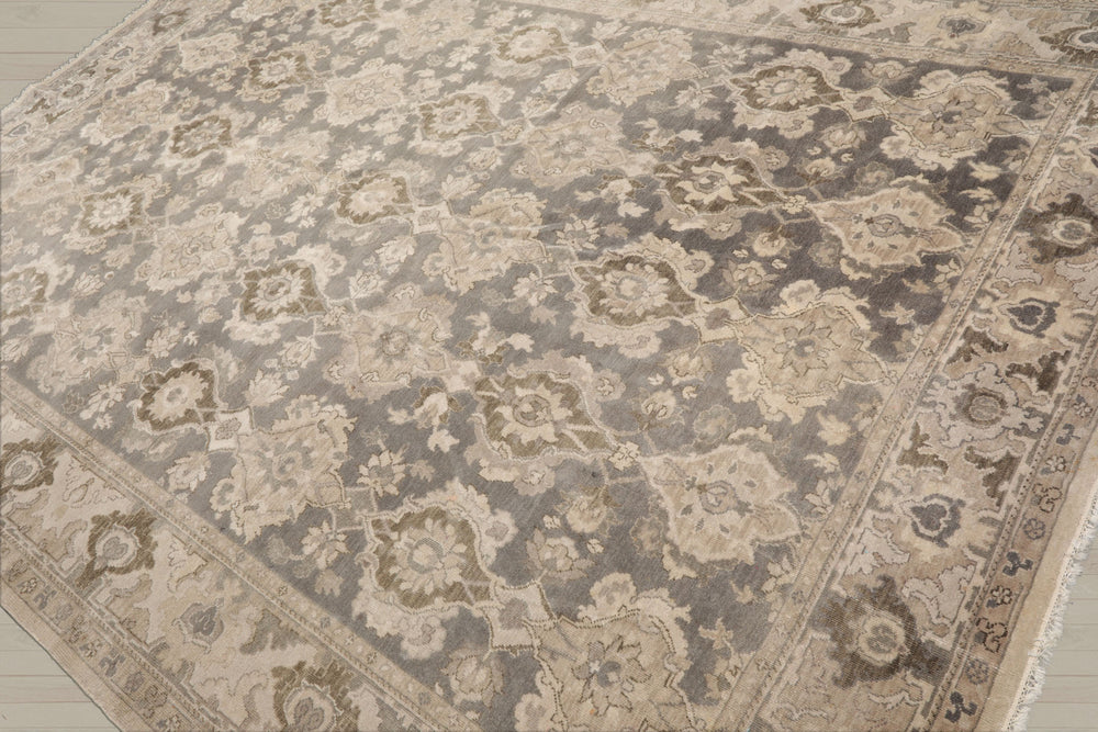 8x11 Gray, Beige, Brown Color Hand Knotted Oushak Wool Traditional Oriental Rug