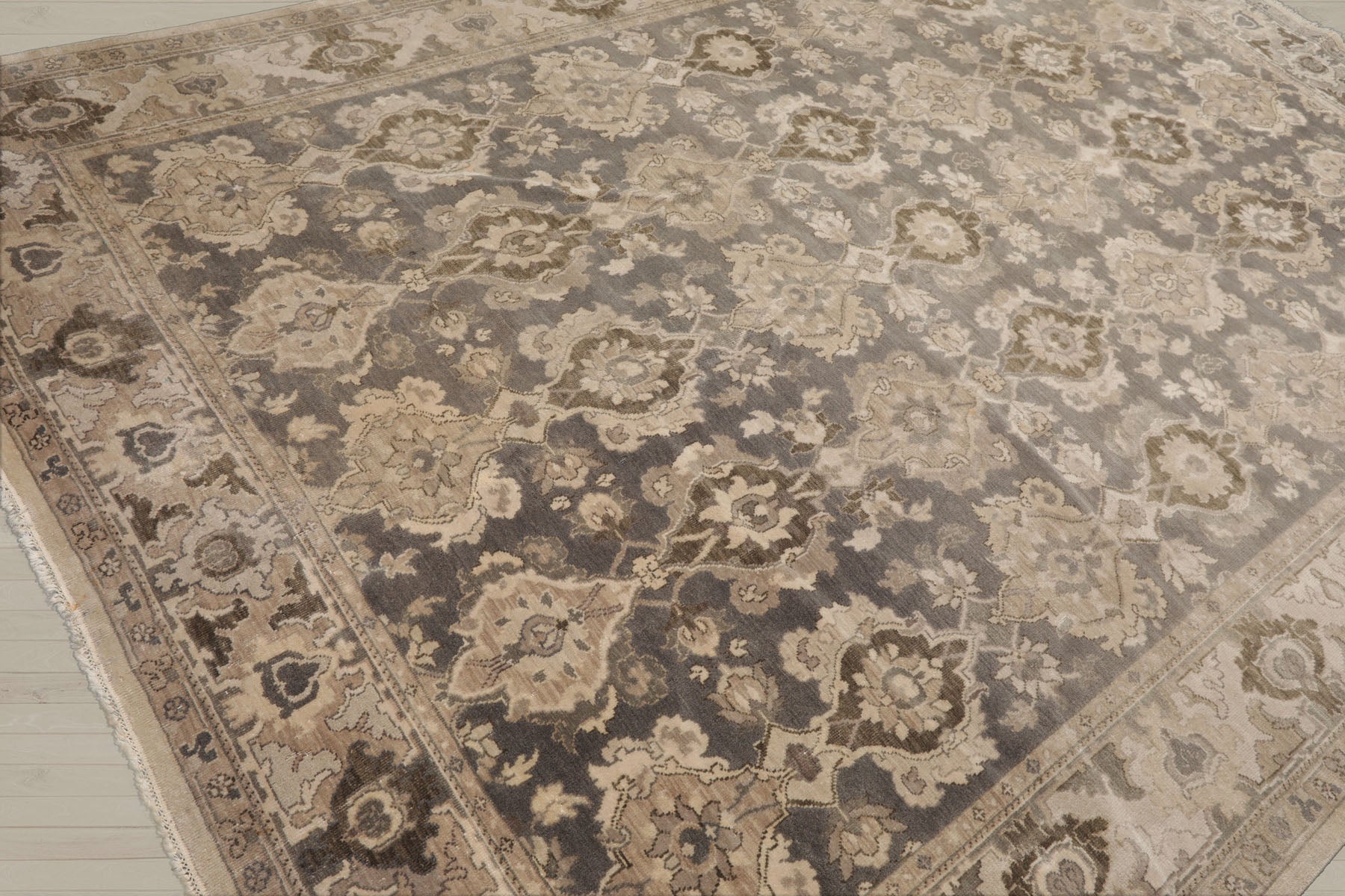 8x11 Gray, Beige, Brown Color Hand Knotted Oushak Wool Traditional Oriental Rug