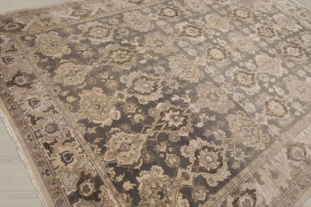 8x11 Gray, Beige, Brown Color Hand Knotted Oushak Wool Traditional Oriental Rug