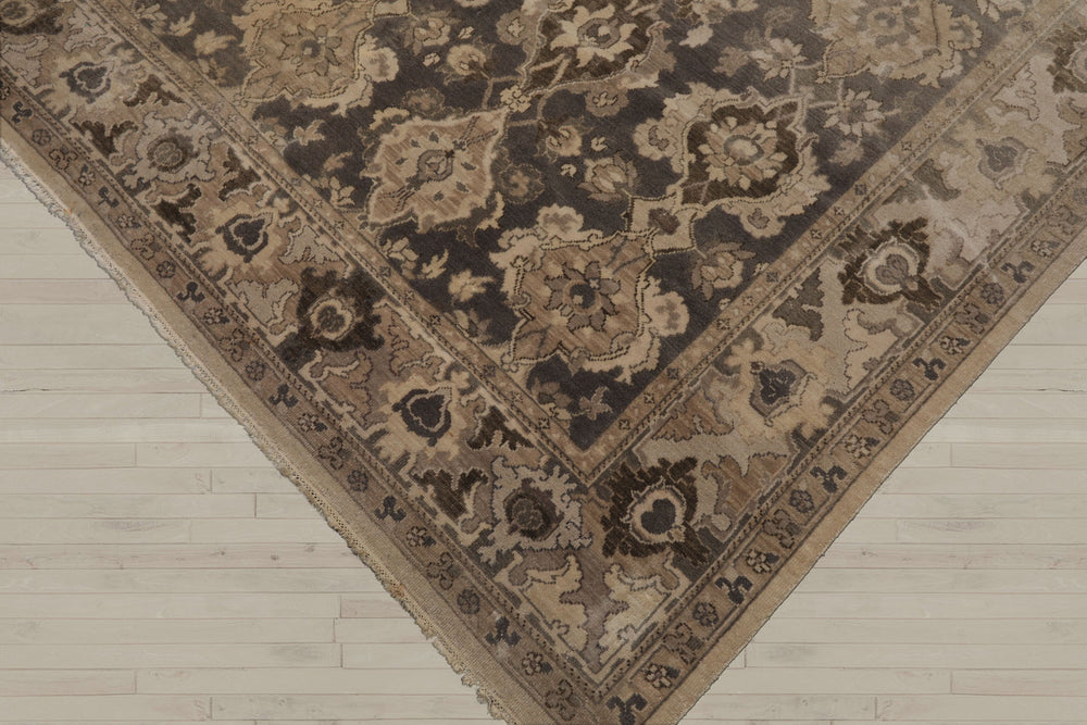 8x11 Gray, Beige, Brown Color Hand Knotted Oushak Wool Traditional Oriental Rug