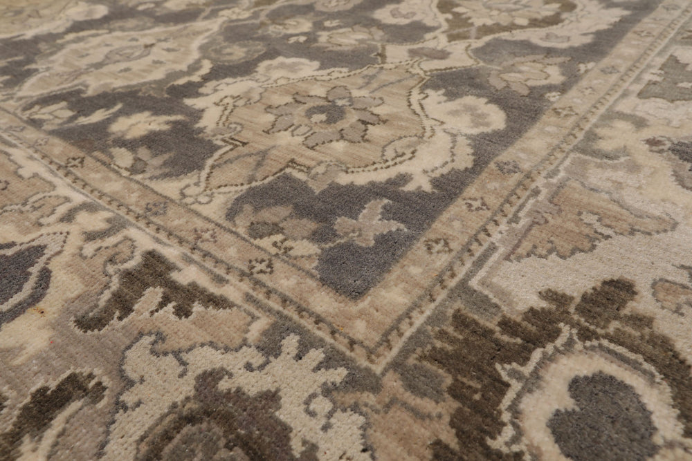 8x11 Gray, Beige, Brown Color Hand Knotted Oushak Wool Traditional Oriental Rug
