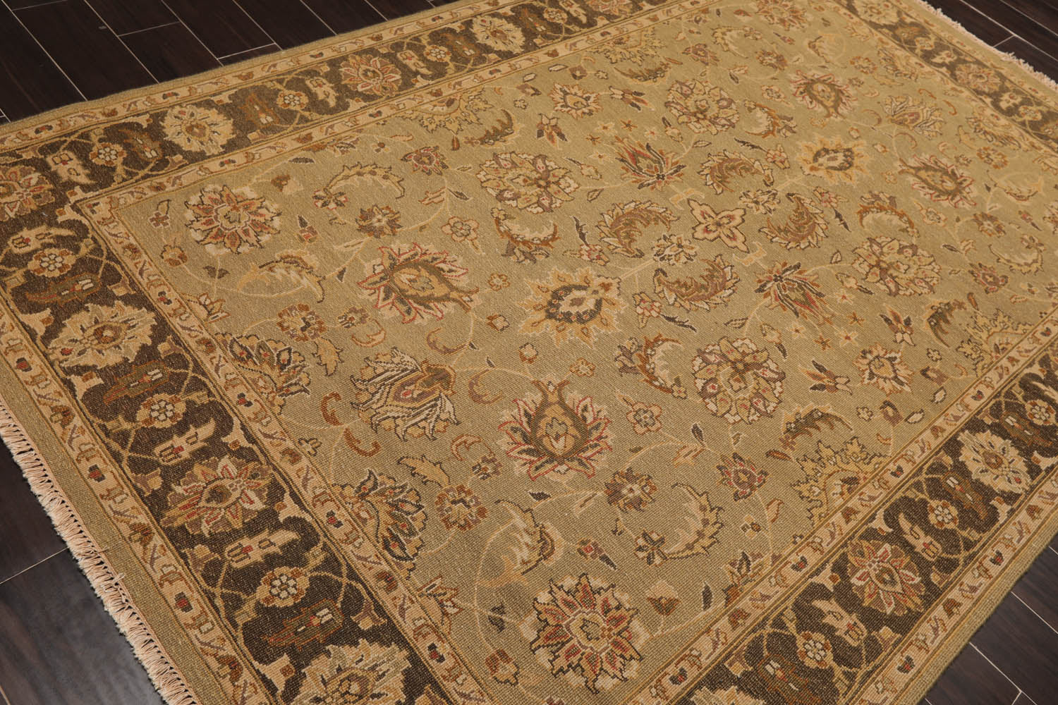 6x9 Champaign, Gray, Brown Color Hand Knotted  100% Wool Traditional Oriental Rug