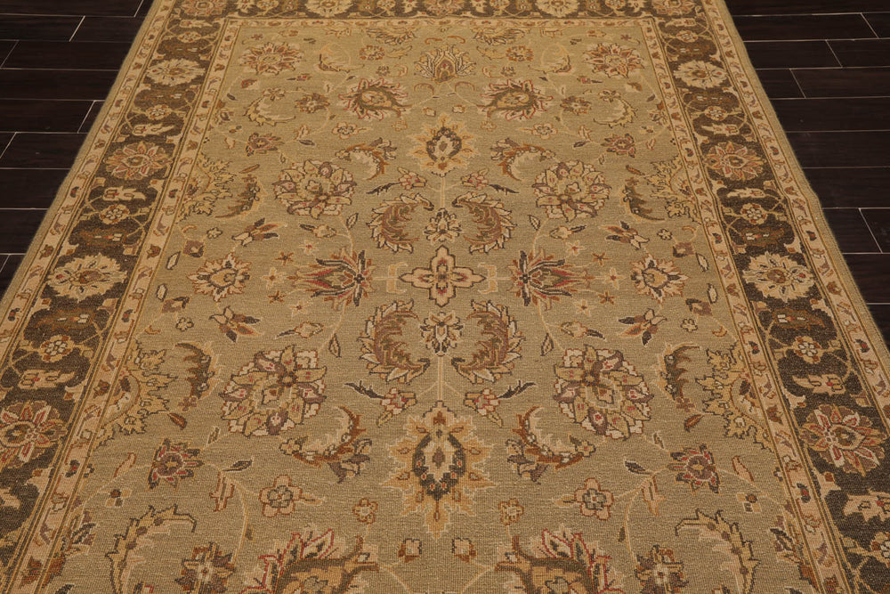 6x9 Champaign, Gray, Brown Color Hand Knotted  100% Wool Traditional Oriental Rug