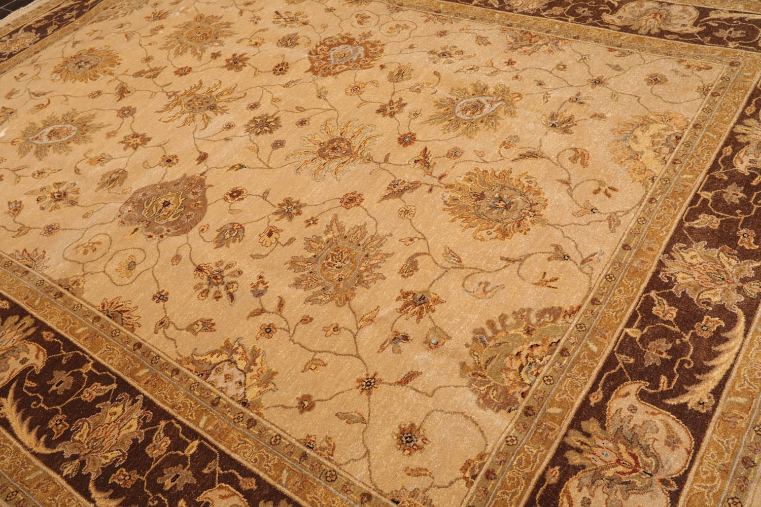 9x12 Tan, Brown, Beige Color Hand Knotted Agra 100% Wool Traditional Oriental Rug