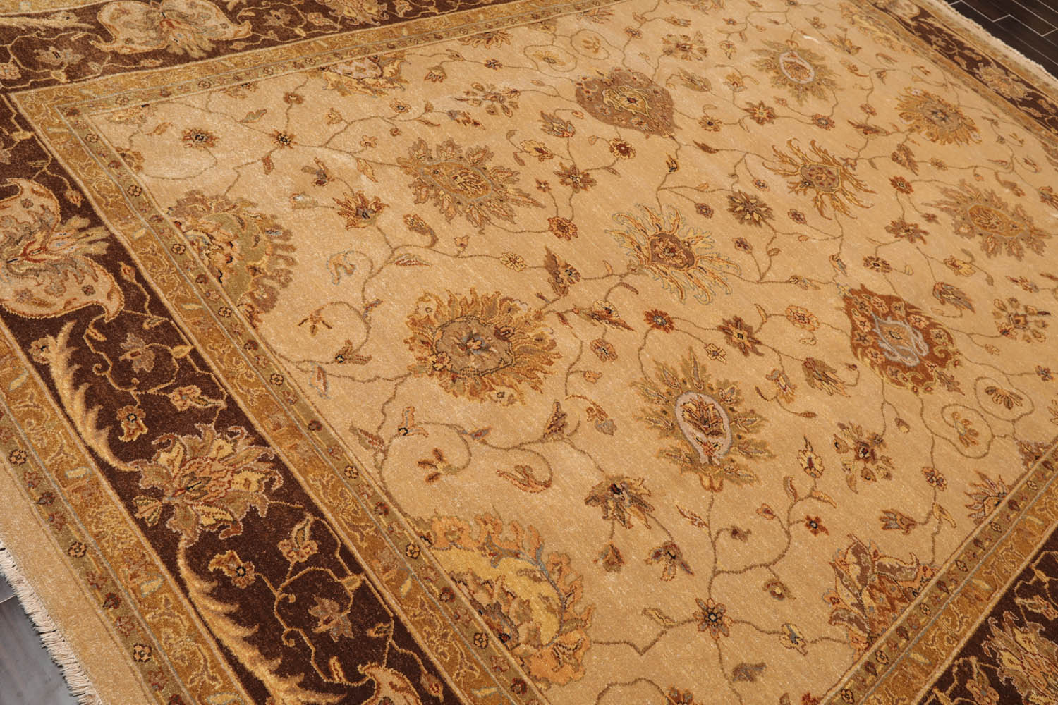 9x12 Tan, Brown, Beige Color Hand Knotted Agra 100% Wool Traditional Oriental Rug