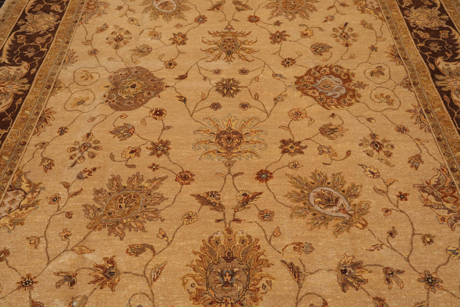 9x12 Tan, Brown, Beige Color Hand Knotted Agra 100% Wool Traditional Oriental Rug