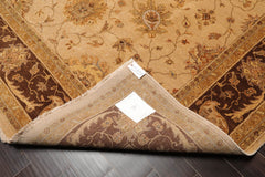 9x12 Tan, Brown, Beige Color Hand Knotted Agra 100% Wool Traditional Oriental Rug