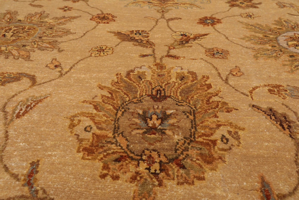 9x12 Tan, Brown, Beige Color Hand Knotted Agra 100% Wool Traditional Oriental Rug