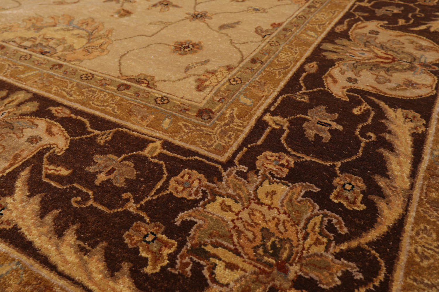 9x12 Tan, Brown, Beige Color Hand Knotted Agra 100% Wool Traditional Oriental Rug