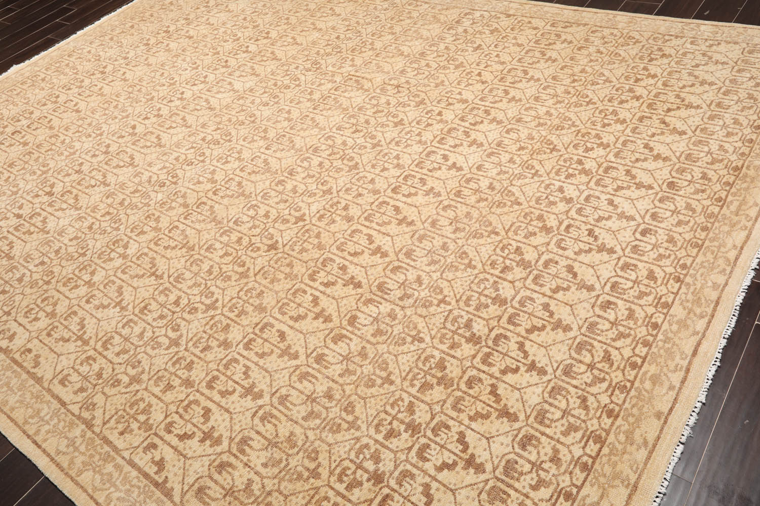 9x12 Beige, Brown, Color Hand Knotted  100% Wool Transitional Oriental Rug