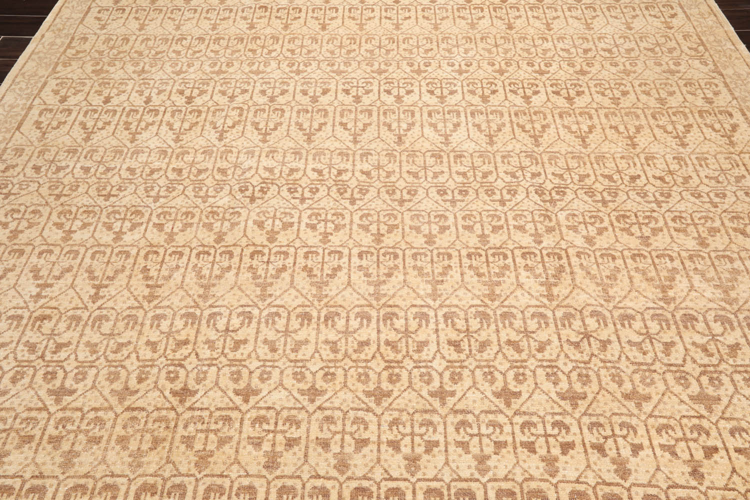 9x12 Beige, Brown, Color Hand Knotted  100% Wool Transitional Oriental Rug
