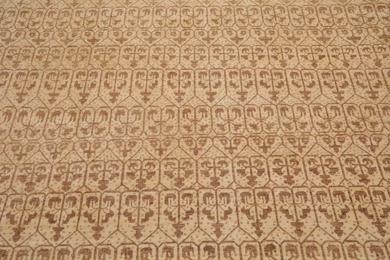 9x12 Beige, Brown, Color Hand Knotted  100% Wool Transitional Oriental Rug