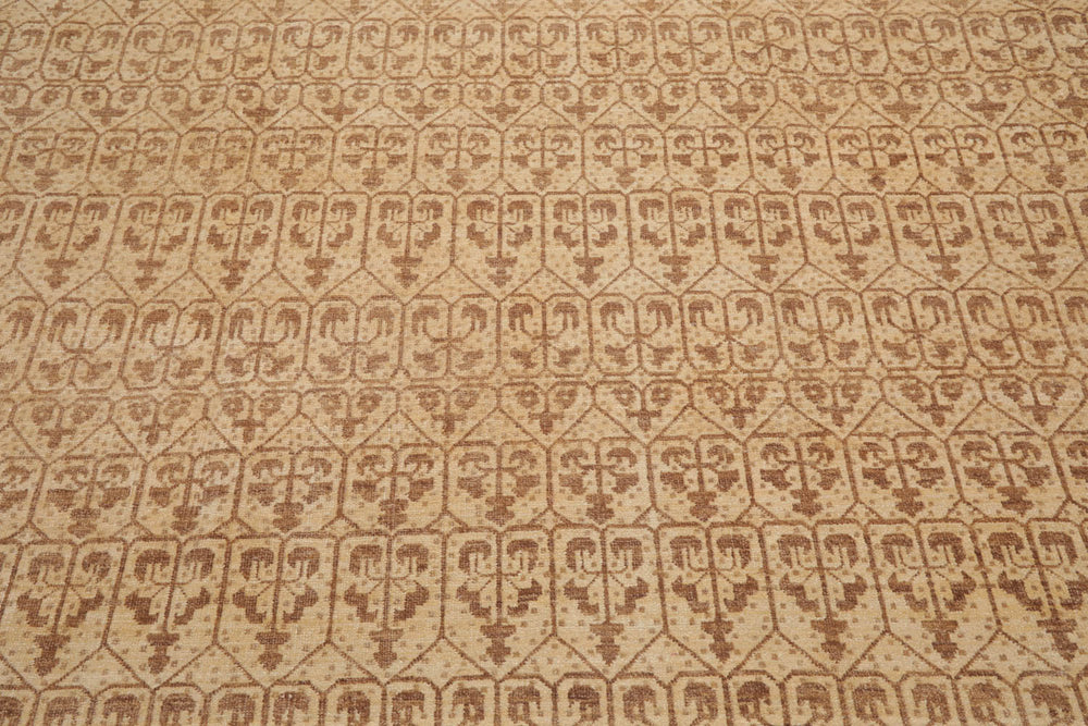 9x12 Beige, Brown, Color Hand Knotted  100% Wool Transitional Oriental Rug