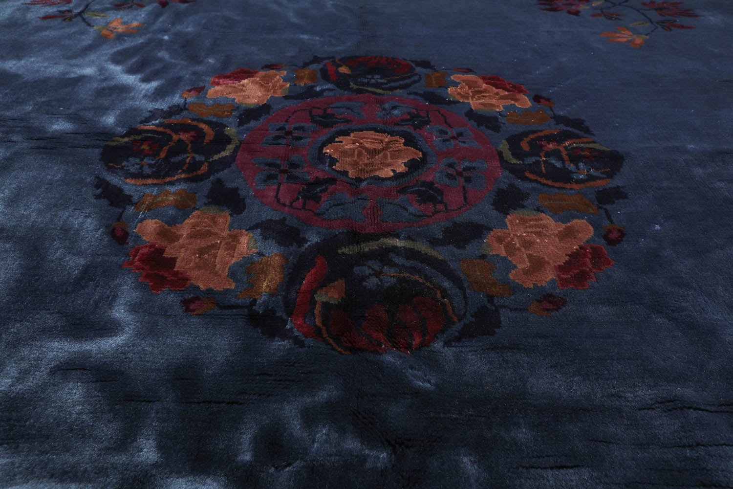 10x14 Navy, Plum, Peach Color Hand Knotted  100% Wool Traditional Oriental Rug