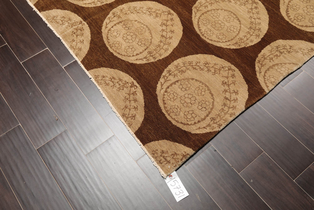 9x12 Olive, Beige, Brown Color Hand Knotted  100% Wool Transitional Oriental Rug